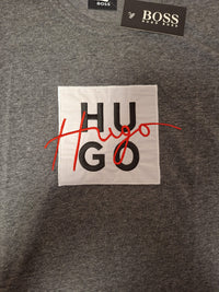 Detalle del tejido de algodón de la camiseta HUGO negro jaspeado