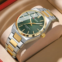Reloj CURREN de hombre con esfera verde y brazalete bicolor de acero y oro