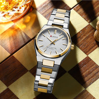 Reloj CURREN de hombre con esfera blanca y brazalete bicolor de acero y oro