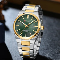 Reloj CURREN de hombre con esfera verde y brazalete bicolor de acero y oro